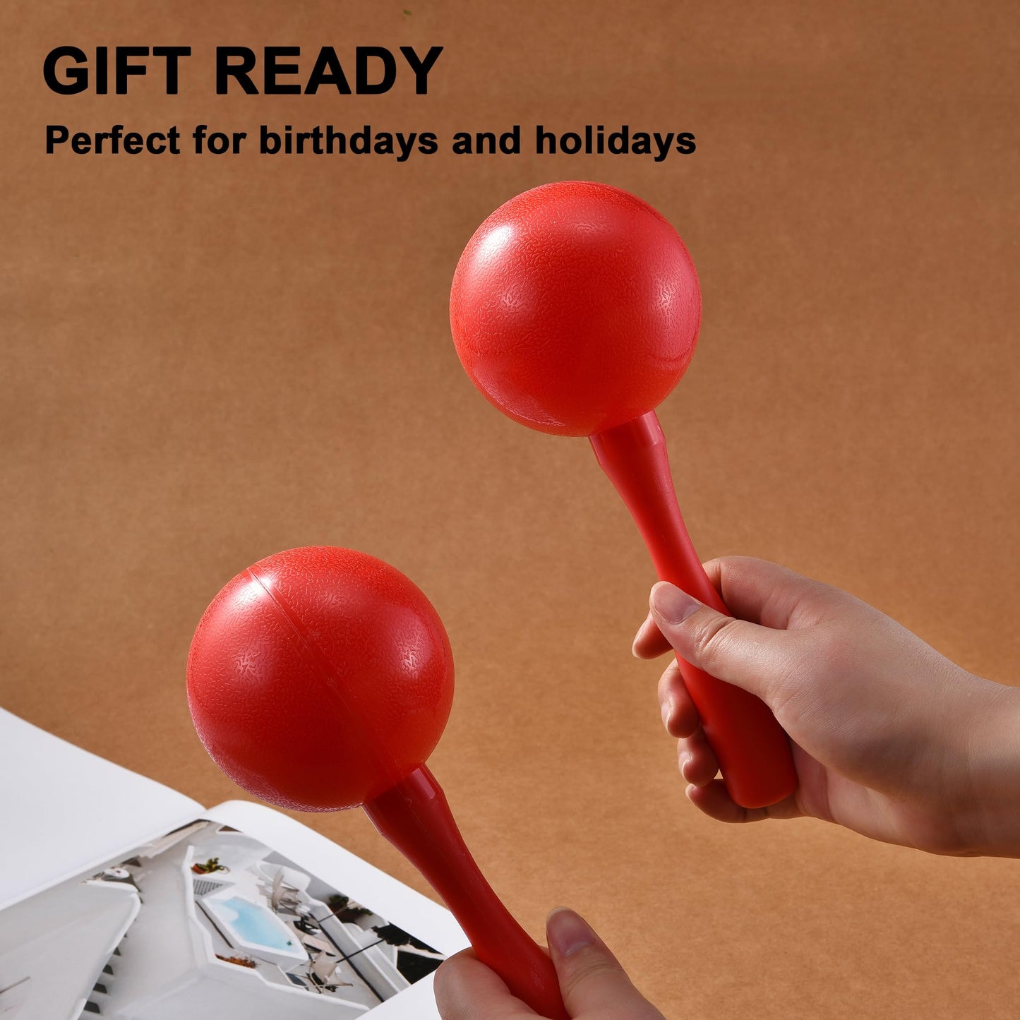 HILAZA 4 Pieces Maracas for Kids Adults with 4 Pieces Egg Rattle Shakers, Red - Medaid International
