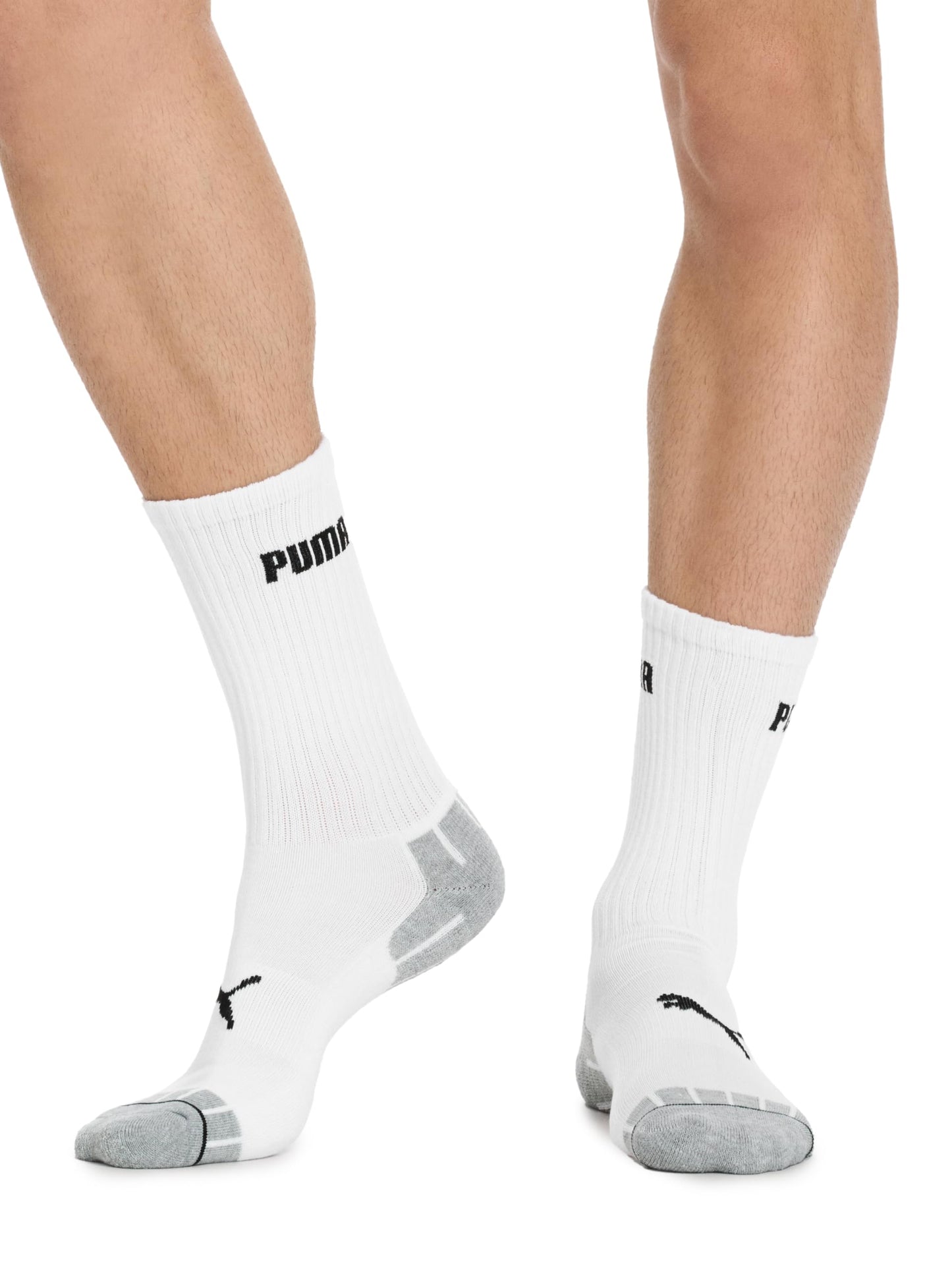 PUMA Men's 8 Pack Athletic Cushioned Crew Socks, White/Black, 43-47 - Medaid International