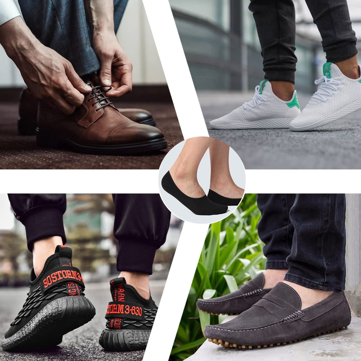 ADFOLF 6 Pack No Show Socks Mens Casual Low Cut Thin Loafers Non Slip Boat Liners (9-13, Black) - Medaid International