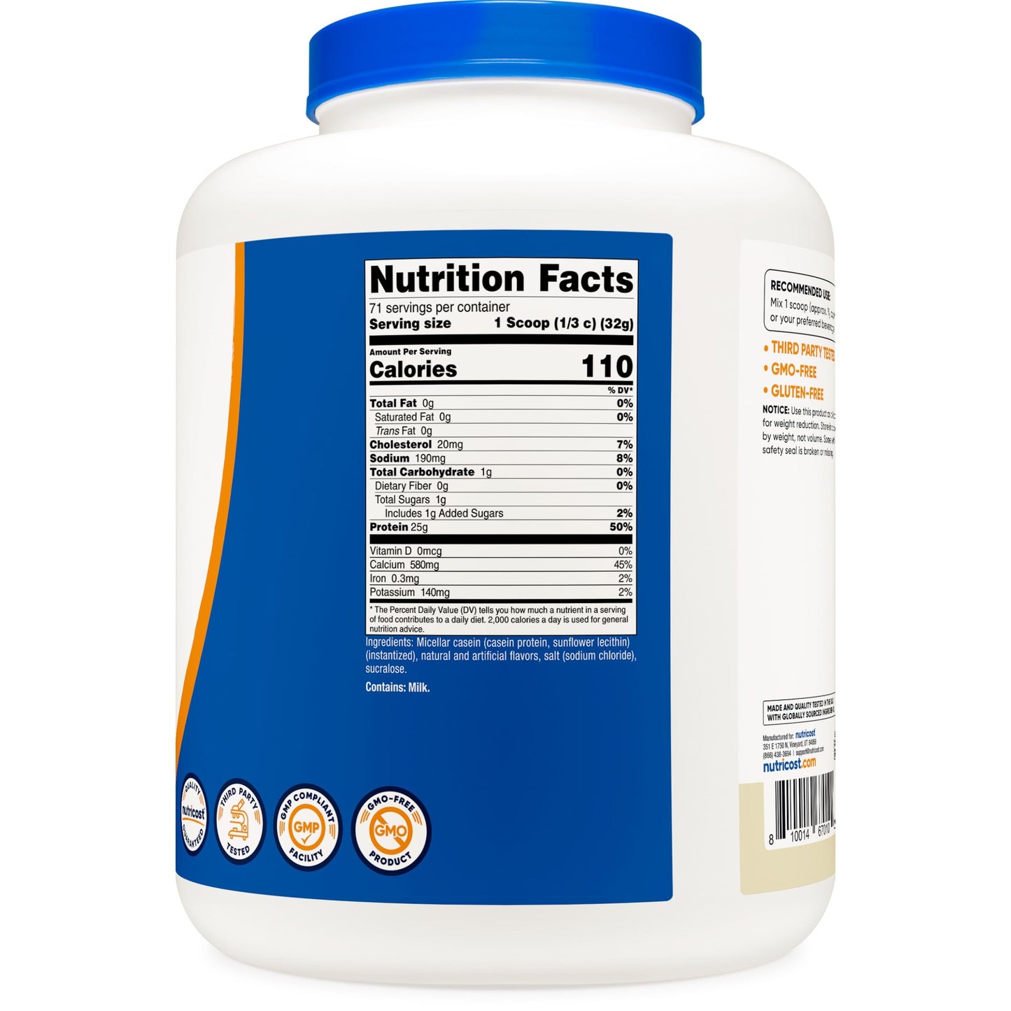 Nutricost Casein Protein Powder 5lb Vanilla - Micellar Casein, Gluten Free, Non-GMO - Medaid International