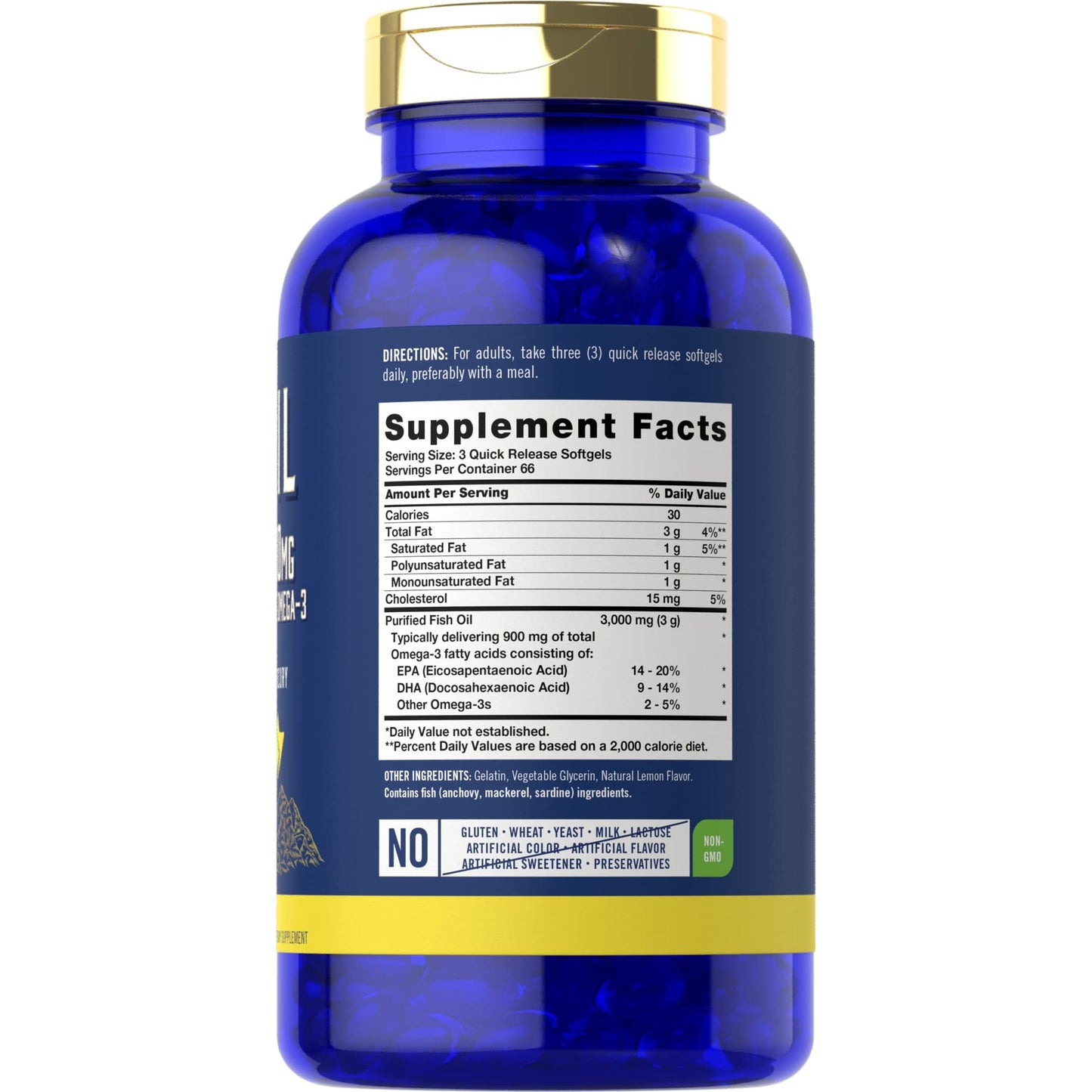 Carlyle Fish Oil 3000mg | 900mg Omega 3 | 200 Softgels | Lemon Flavor | Non-GMO and Gluten Free Supplement - Medaid International