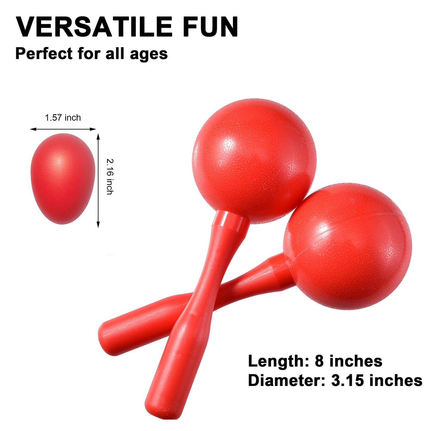 HILAZA 4 Pieces Maracas for Kids Adults with 4 Pieces Egg Rattle Shakers, Red - Medaid International