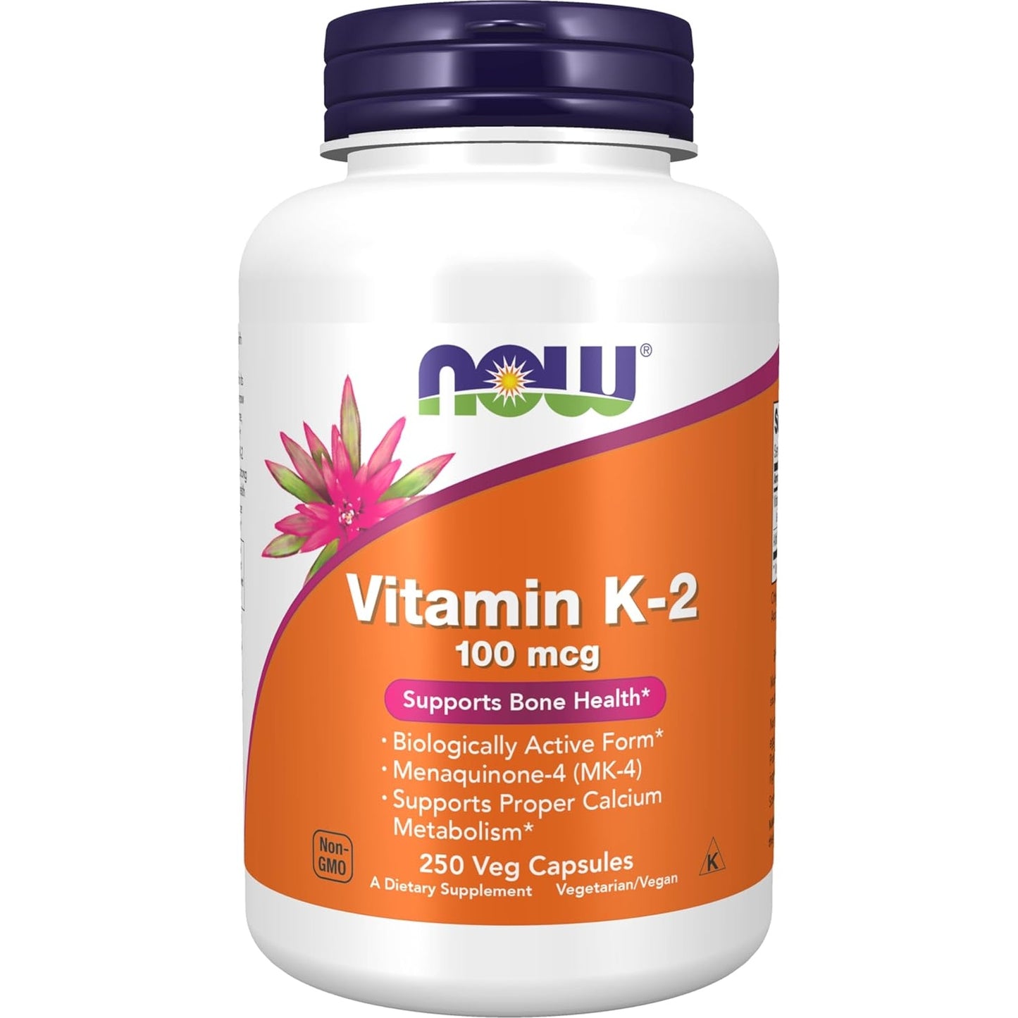 NOW Foods Supplements, Vitamin K-2 100 mcg, Menaquinone-4 (MK-4), Supports Bone Health*, 250 Veg Capsules - Medaid International