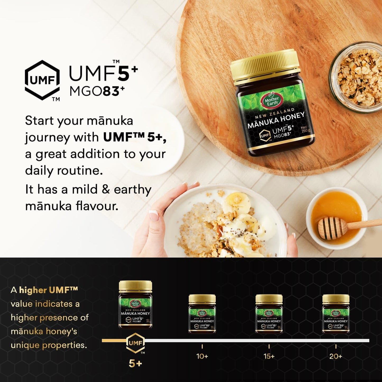 mother earth Manuka Umf 5+ Honey - 250G - Medaid International