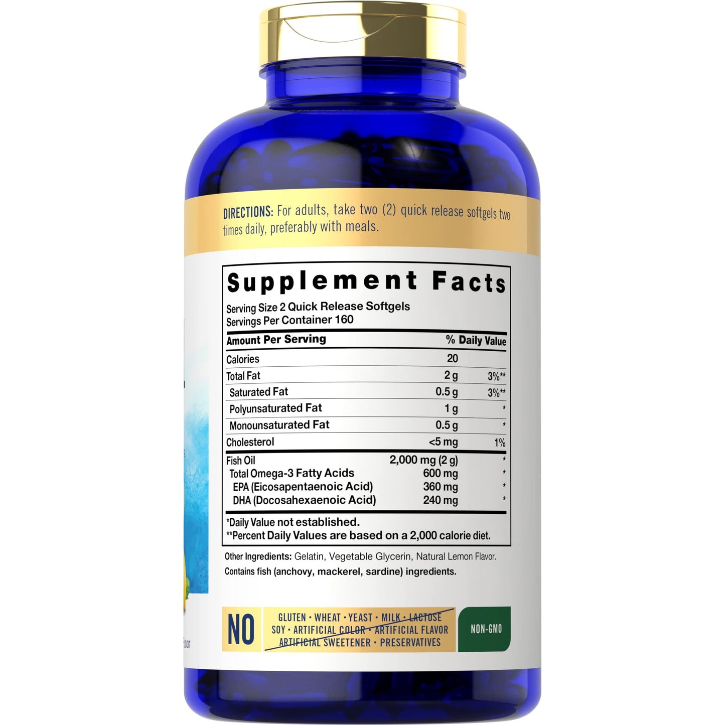 Carlyle Fish Oil Omega 3 Supplements | 2000mg | 320 Softgels | EPA & DHA | 600mg Total Omega-3 | Non-GMO, Gluten Free Pills - Medaid International