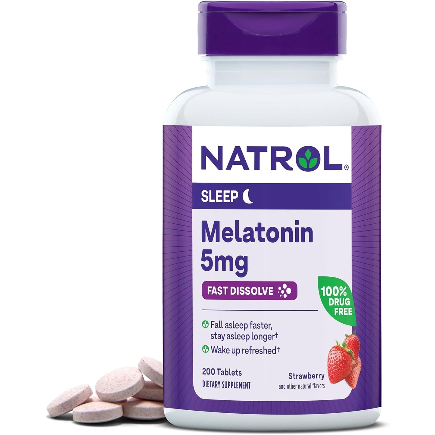 Natrol Sleep Melatonin 5mg Fast Dissolve Tablets, Nighttime Sleep Aid for Adults, 200 Strawberry-Flavored Melatonin Tablets, 200 Day Supply - Medaid International