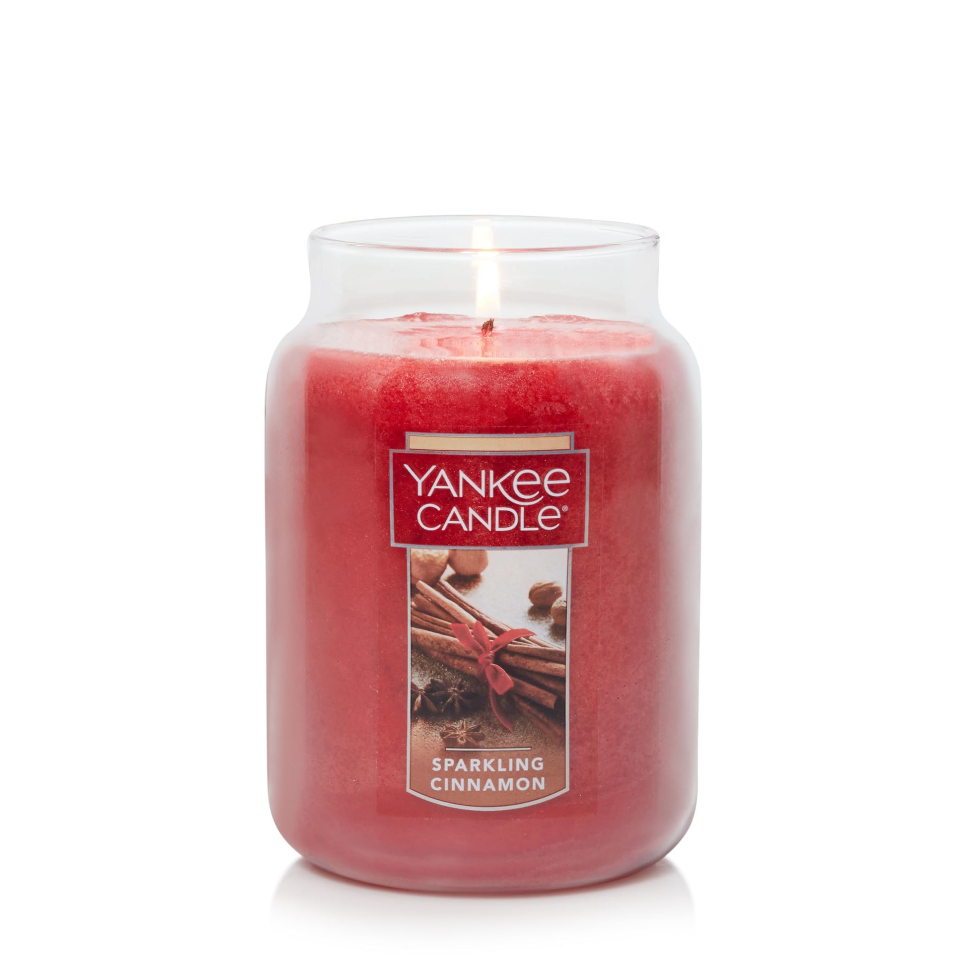 Yankee Candle Sparkling Cinnamon Scented, Classic 22oz Large Jar Single Wick Candle, Over 110 Hours of Burn Time | Holiday Gifts for All: Perfect for Fall and Winter Decor - Medaid International