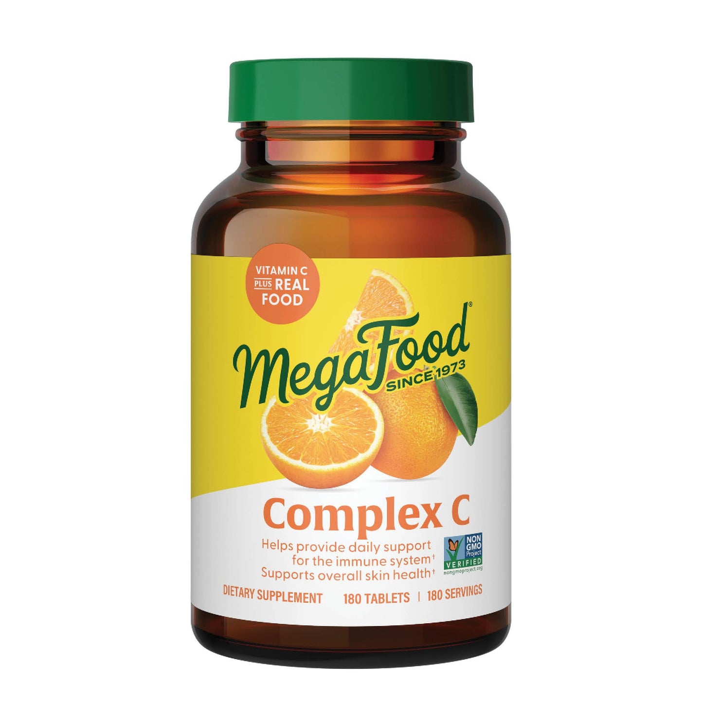 MegaFood Complex C - Vegan Immune Support Supplement with Vitamin C 250 mg, Made with Real Food Including Orange, Cranberry & Brown Rice, Gluten-Free, Kosher - 180 Tablets, 180 Servings - Medaid International