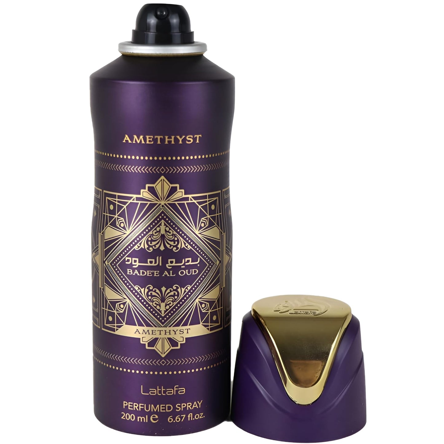 Lattafa Bade'e Al Oud Amethyst – Floral, Spicy, Woody, Sweet – Perfumed Deodorant Spray for Unisex, 6.67 Ounce / 200 ml - Medaid International