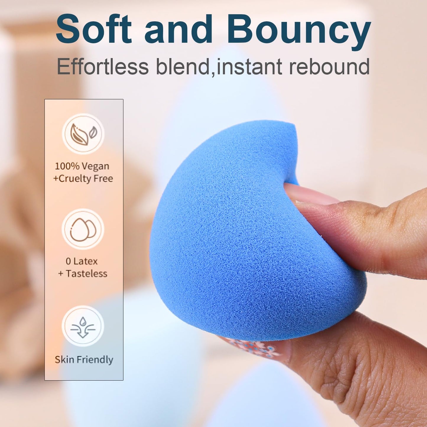 Makeup Sponge Set 4pcs-Blue, Premium Beauty Blenders, Versatile for Liquid, Cream, and Powder Makeup, Gentle on Skin, Easy Clean, Wet/Dry Use - Medaid International