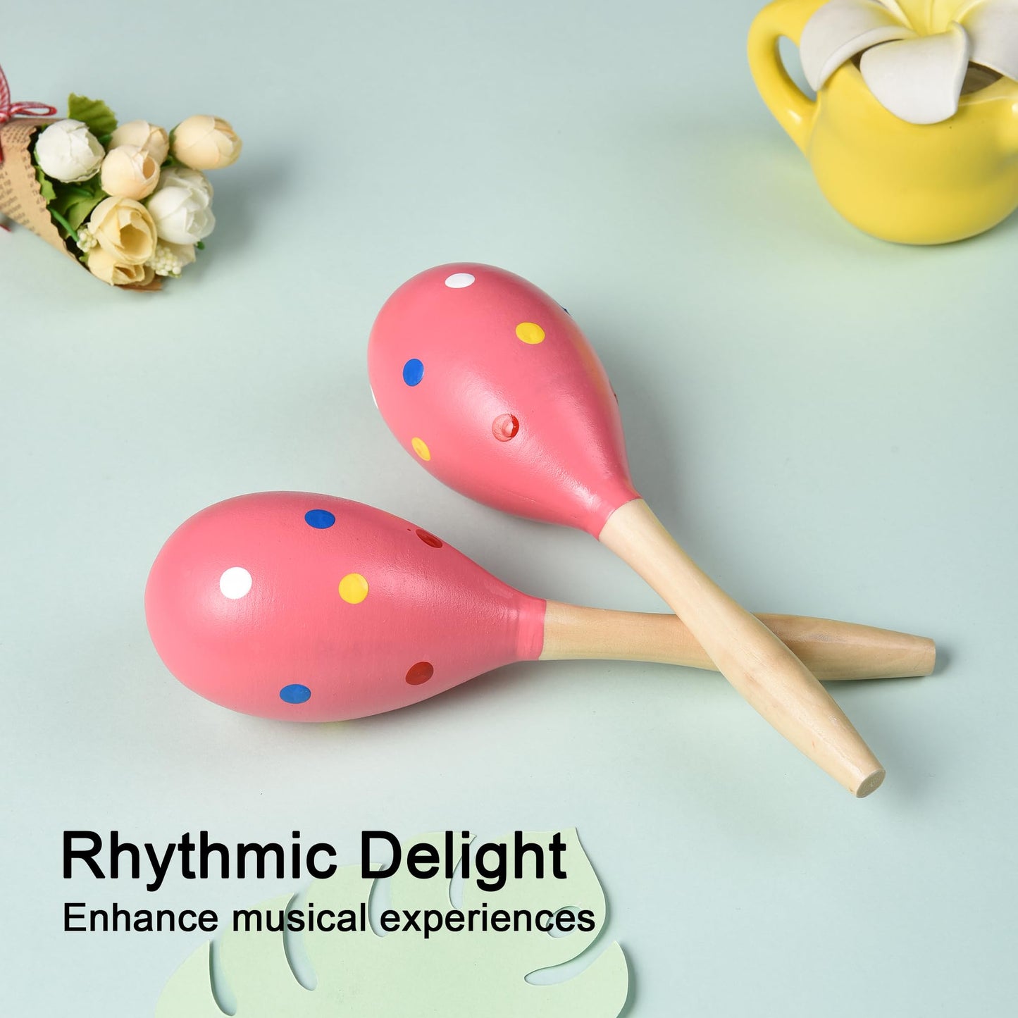 TDOCK Maracas for Adults Kids Babies, Wooden Maracas Shaker Musical Instrument, Pink - Medaid International