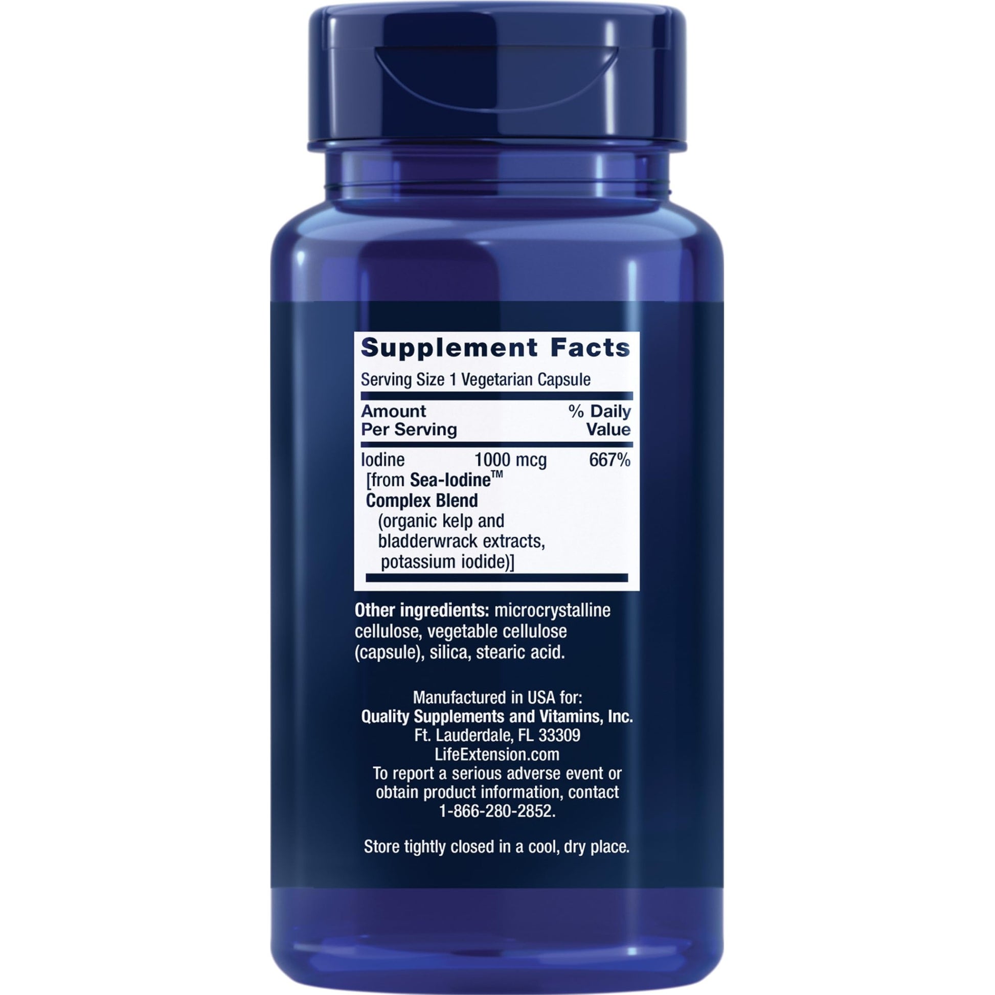 Life Extension Sea-Iodine™, kelp and bladderwrack-derived Iodine, Supports Healthy Levels of This Essential Nutrient for Thyroid Health and Beyond, Non-GMO, Gluten-Free, Vegetarian, 60 Capsules - Medaid International