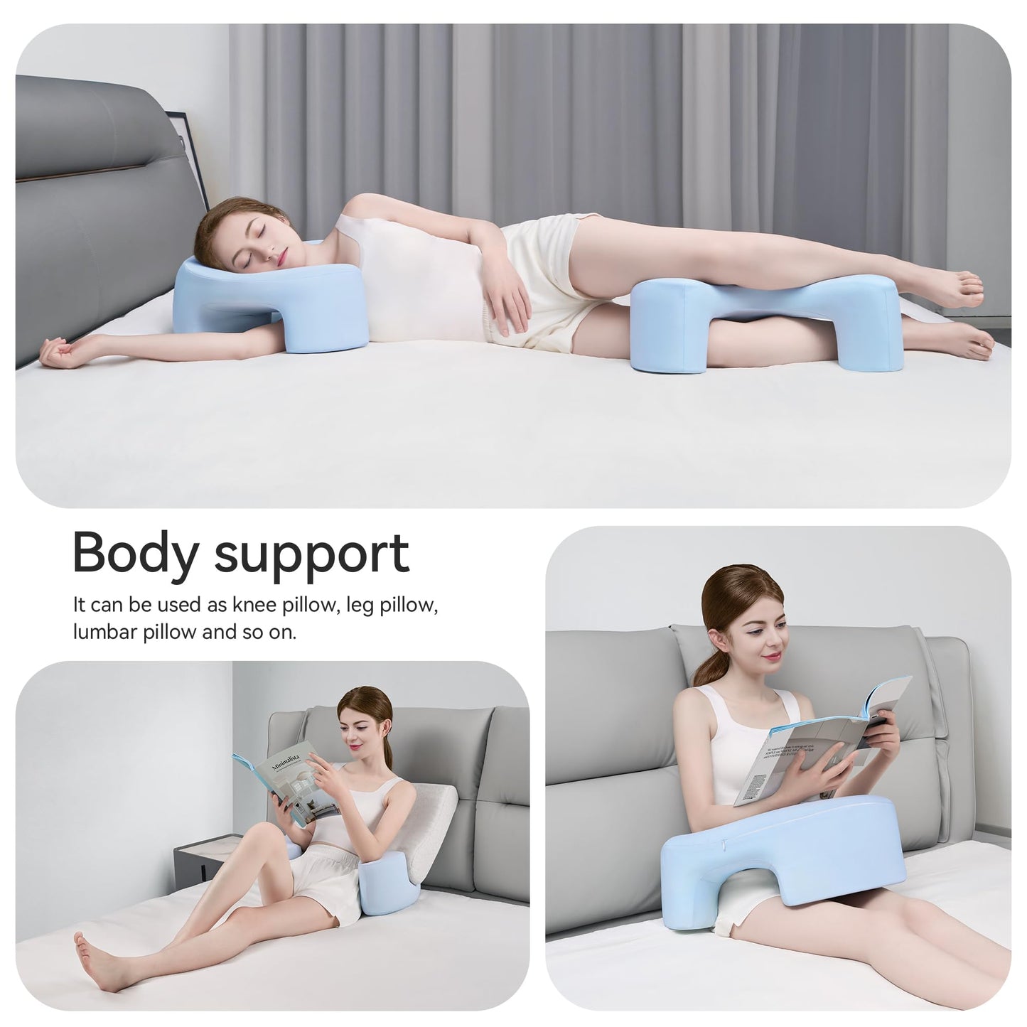 Side Sleeping Pillow with Arm Holes - Ergonomic Memory Foam Pillow for Cervical, Neck, Shoulder & Rotator Cuff Pain Relief - Ideal for Side Sleepers.(Blue) - Medaid International