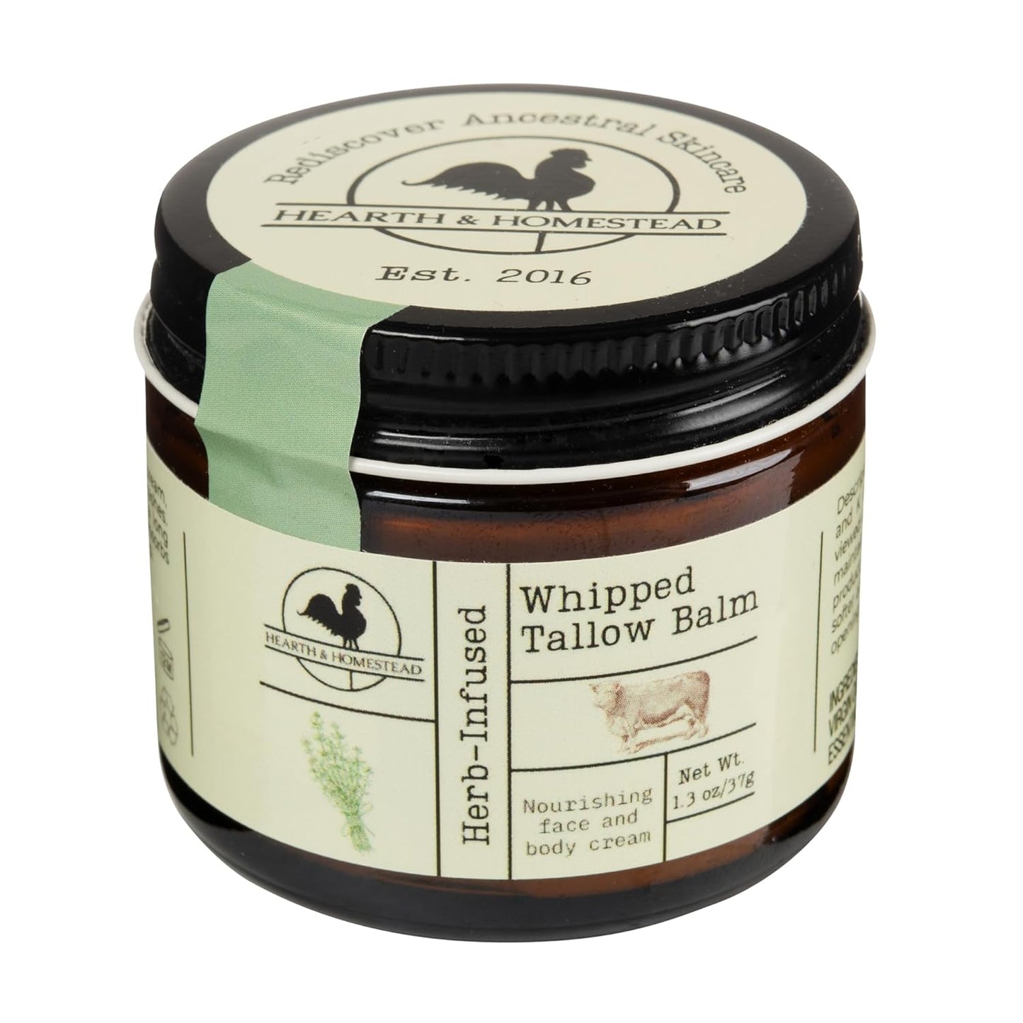 Handmade Whipped Tallow Balm (Unscented/Herb-Infused) - Organic Body Butter with Infused Olive Oil, for Eczema, Rosacea, Baby - 1.3 oz - Medaid International