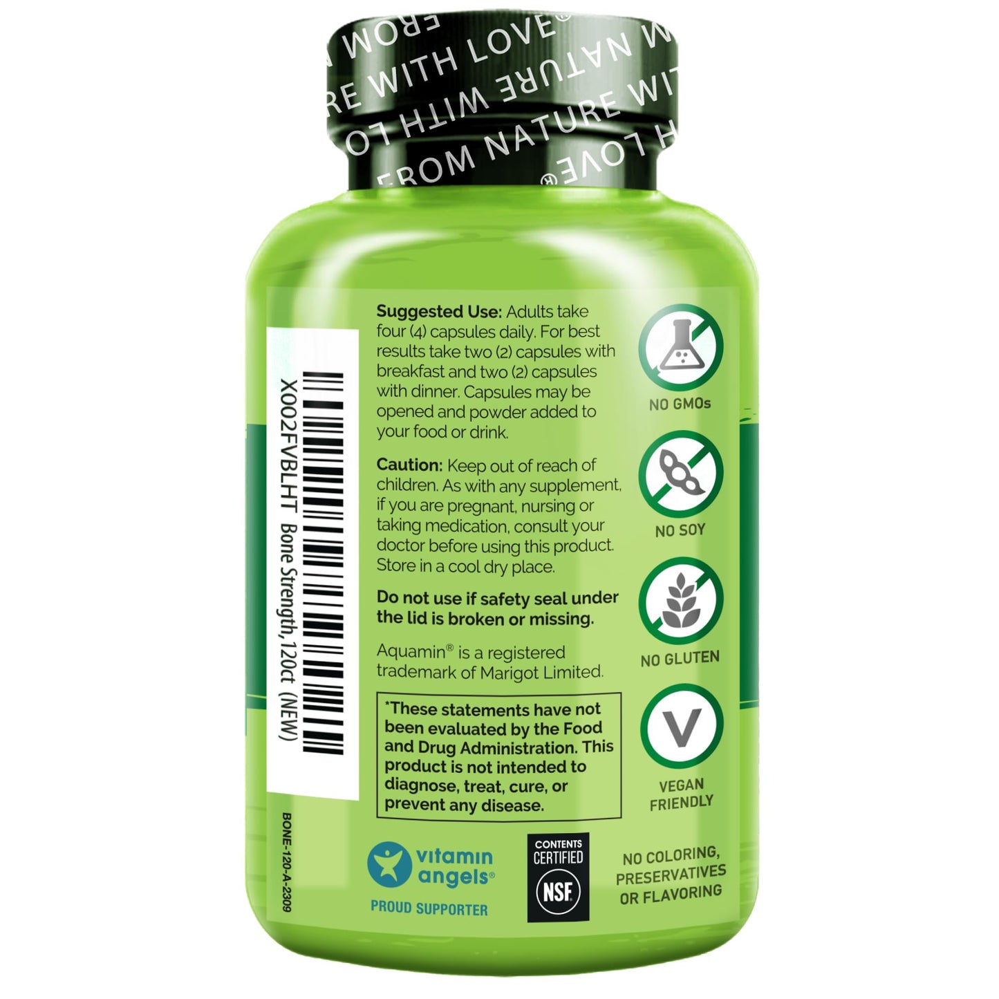 NATURELO Calcium Supplement - with Vitamin C, Vitamin D3, K2, and Calcium Magnesium Zinc for Bone Strength with Calcium 600mg - Plant-Based, 120 Vegetarian Capsules, Non-GMO, Soy & Gluten-Free - Medaid International
