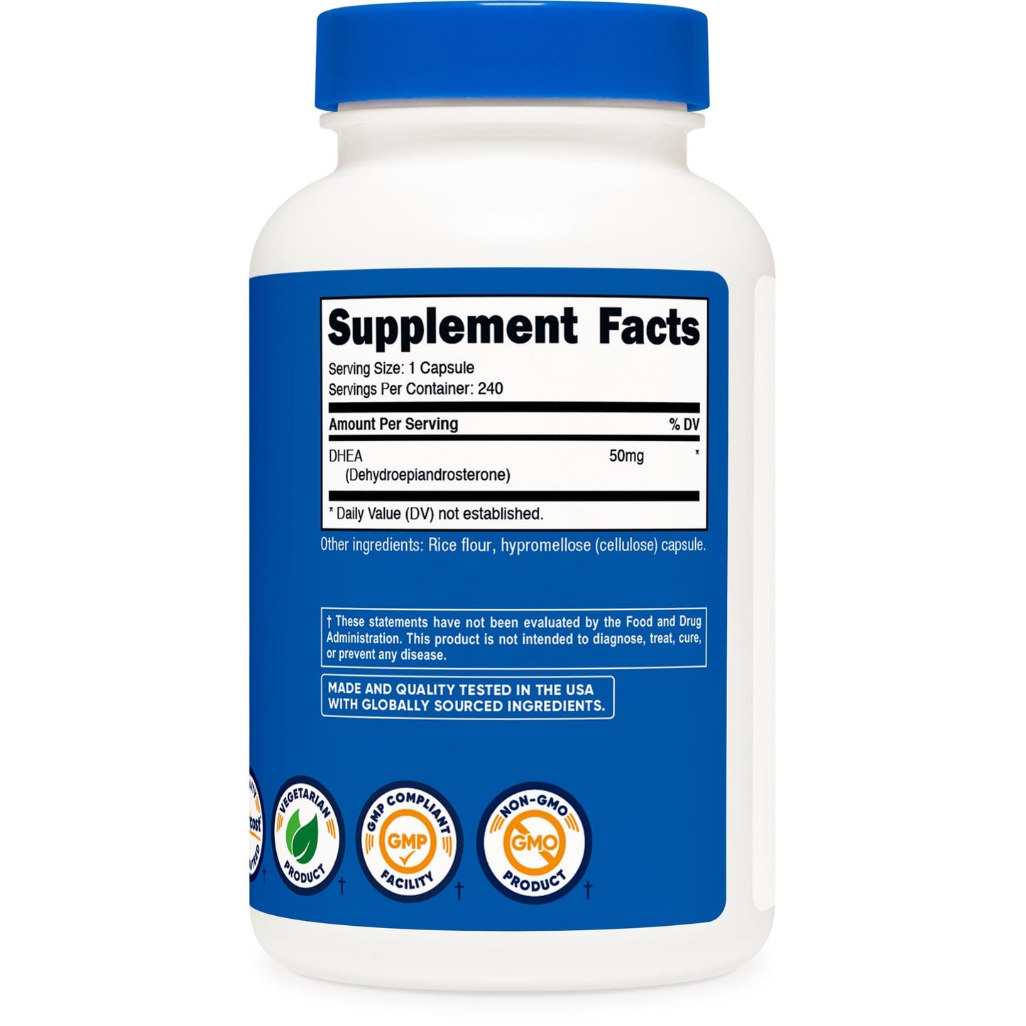 Nutricost DHEA 50mg, 240 Capsules - Gluten Free, Soy Free, Non-GMO, Supplement - Medaid International