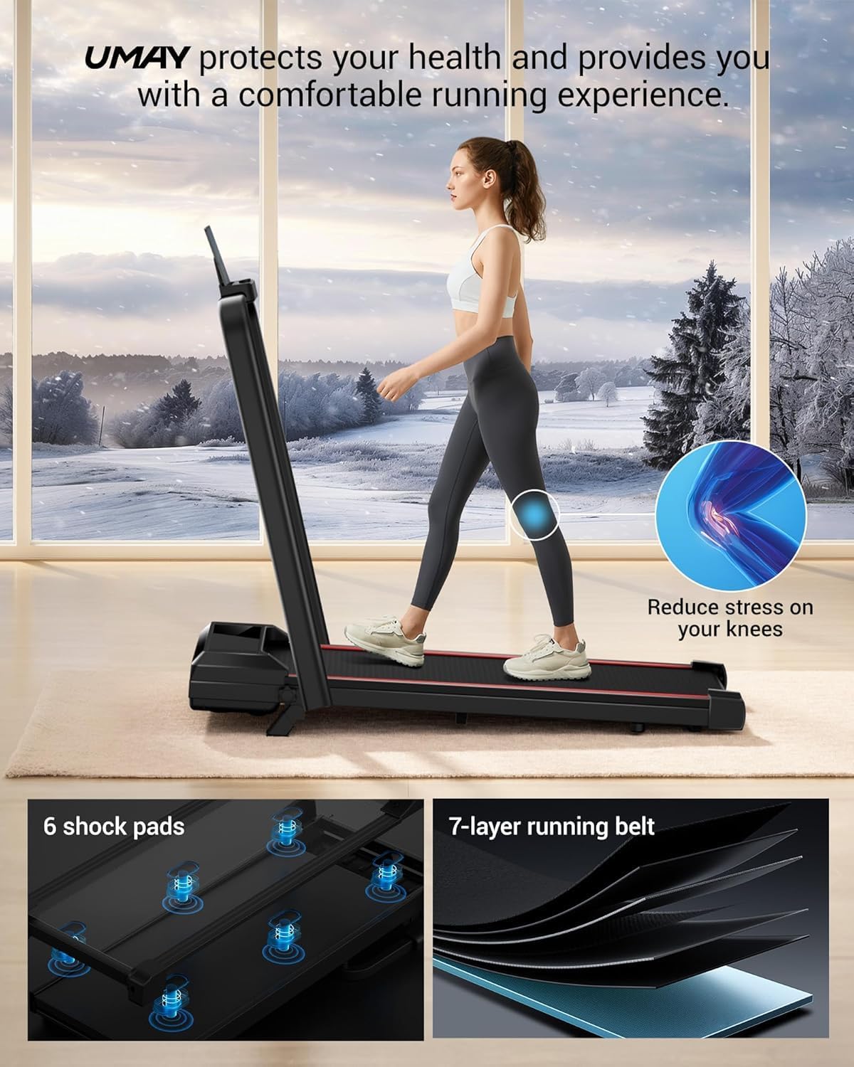 BEAPHIE Foldable Treadmills for Home Machine, with APP Control, 1-10KM/H 3.5 HP Smart Running Treadmill with Cushioning System, 265 lb Capacity, for Home Fitness Jogging Walking? - Medaid International