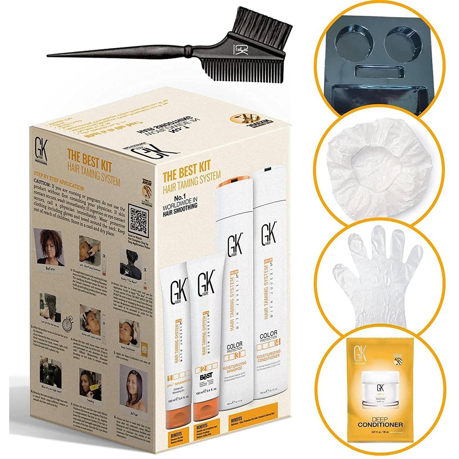 GK HAIR Global Keratin The Best Consumer Box Kit (10.1 Fl Oz/300ml) Smoothing Keratin Treatment Professional Brazilian Complex Blowout Straightening For Silky Smooth & Frizzy Hair - Medaid International