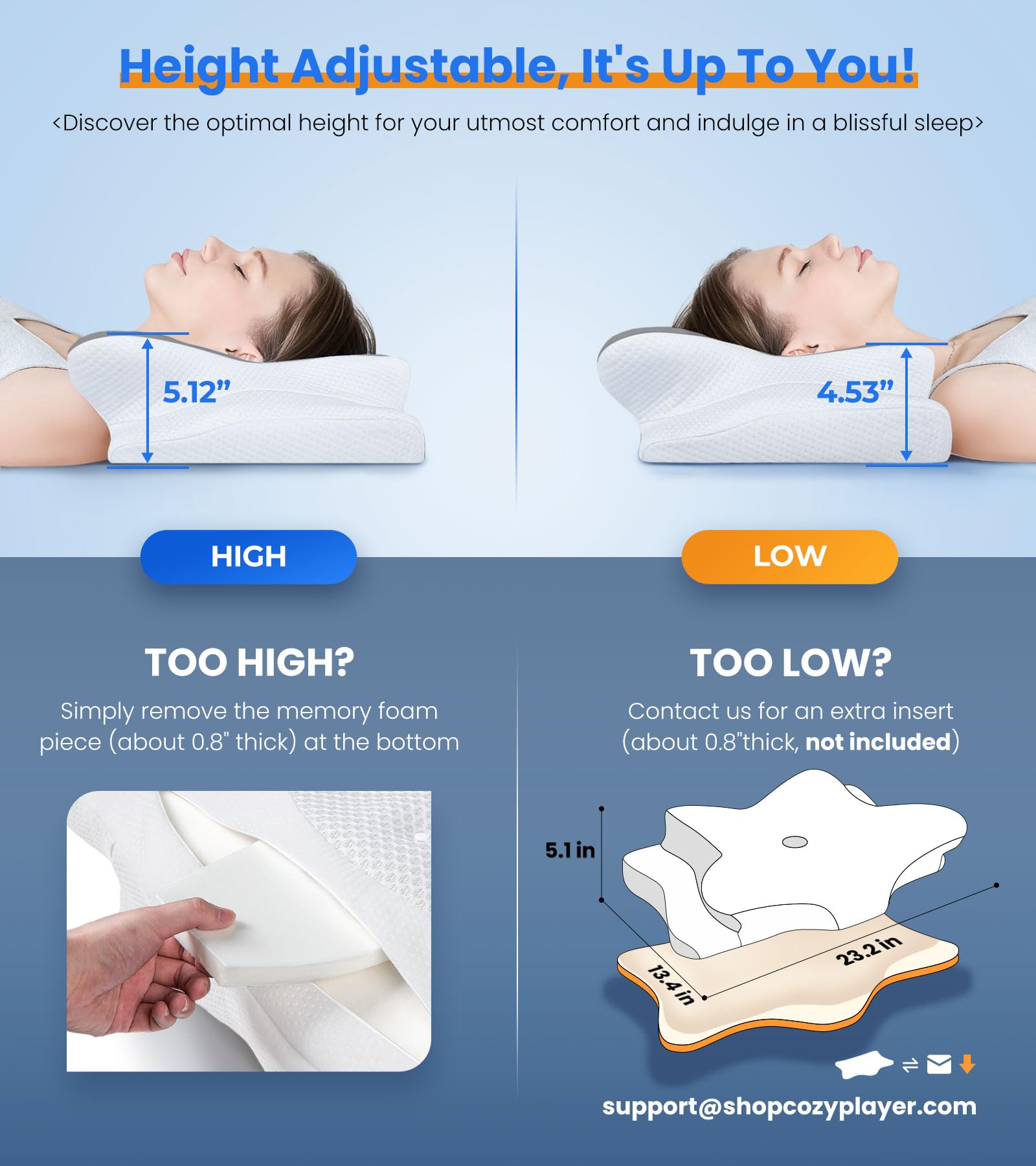 Ultra Pain Relief Cooling Pillow for Neck Support, Adjustable Cervical Pillow Cozy Sleeping, Odorless Ergonomic Contour Memory Foam Pillows, Orthopedic Bed Pillow for Side Back Stomach Sleeper - Medaid International
