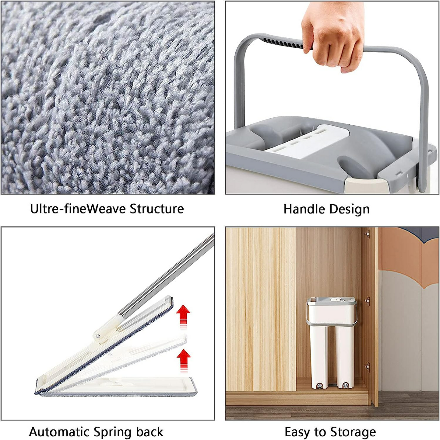 Household Cleaning Tool Wet Dry Hand-Free Mop Bucket Set With Plastic Basket Cloth Material - Medaid International