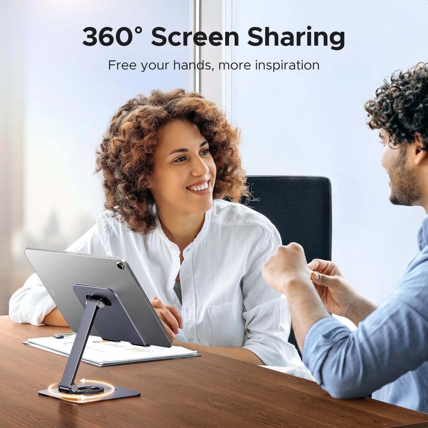 UGREEN Tablet Stand Holder for Desk 360° Rotating Base Aluminum Tablet Holder Adjustable Multi-Angle Home Office Accessories Compatible with iPad Pro Air Mini 13 12.9 11 Inch - Medaid International
