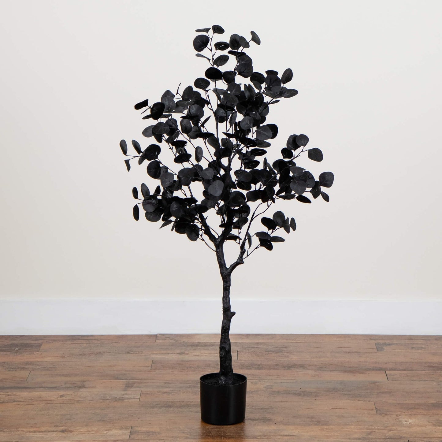 Nearly Natural 4ft Artificial Halloween Black Eucalyptus Tree - Modern Festive Decor for Spooky Atmosphere - Medaid International