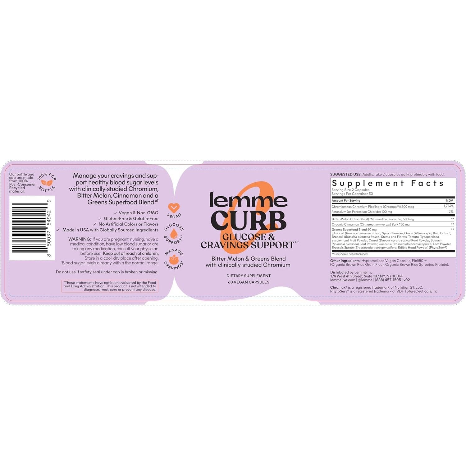 Lemme Curb Cravings Soft Chews - Reduce Appetite, Support Healthy Diet, Metabolism & Lean Body w/Clinically Studied Chromium, Gymnema & B12, No Added Sugar, Mixed Berry, 60 count - Medaid International