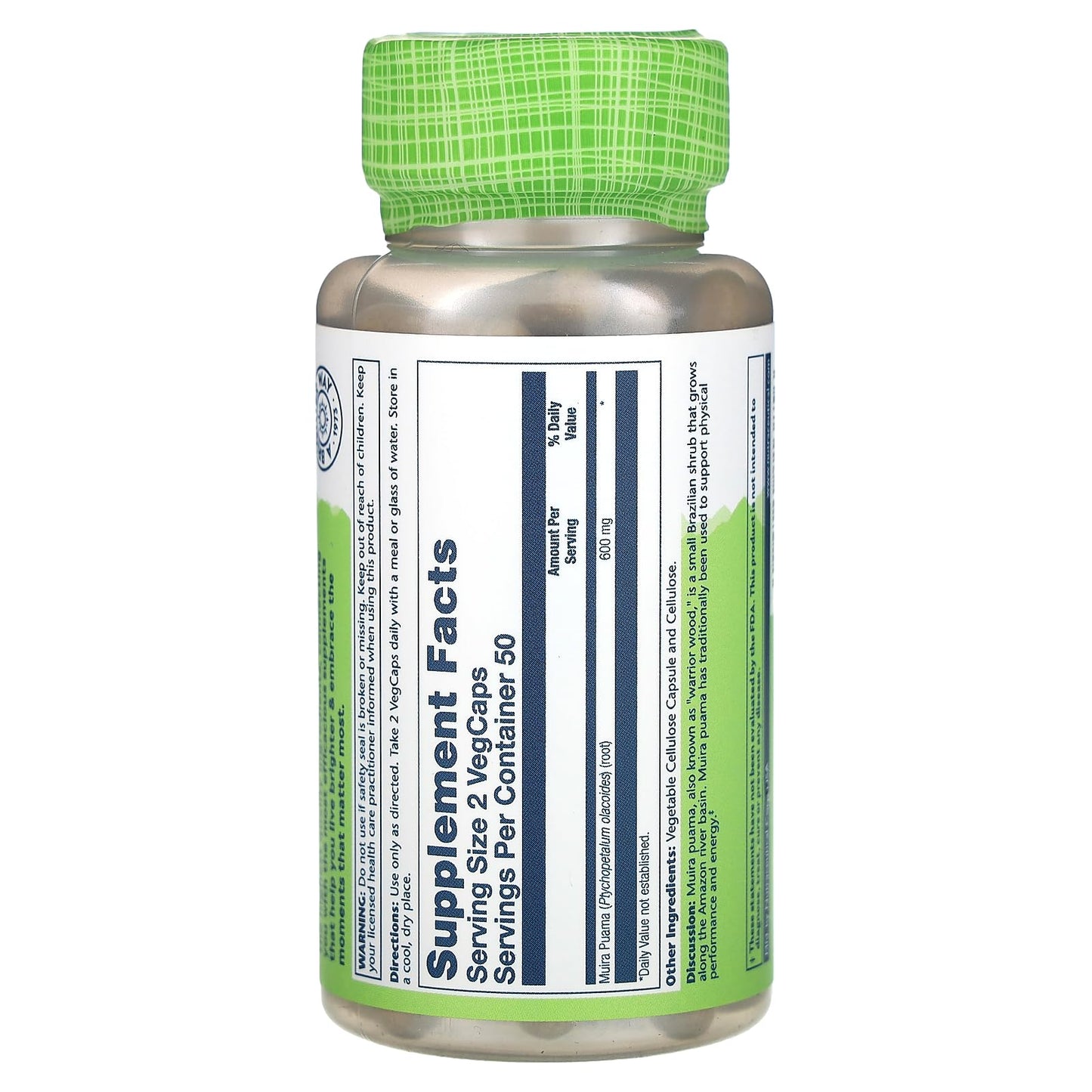 SOLARAY Muira Puama - 300 mg - 100 Capsules - Medaid International