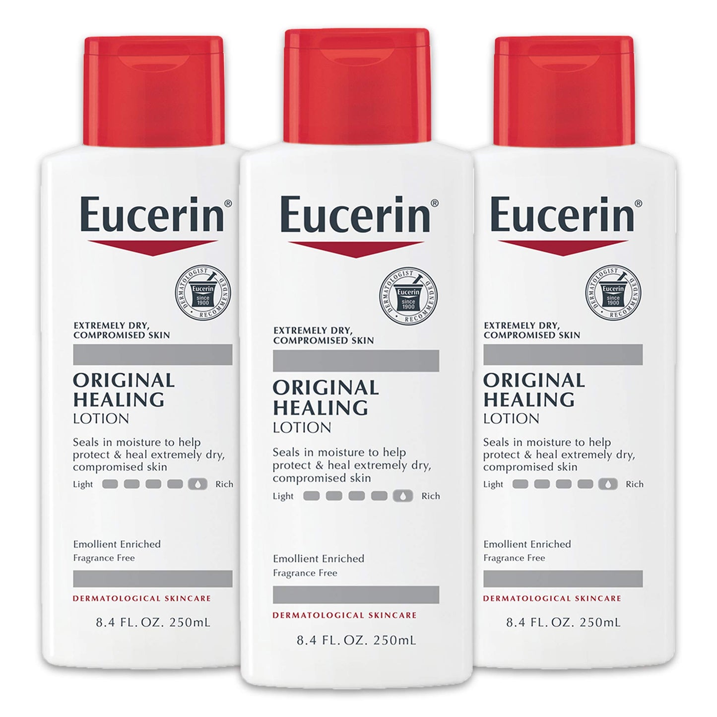 Eucerin Original Healing Lotion - Fragrance Free, Rich Lotion for Extremely Dry Skin - 8.4 fl. oz. Bottle (Pack of 3) - Medaid International