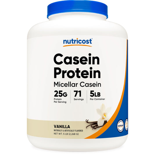 Nutricost Casein Protein Powder 5lb Vanilla - Micellar Casein, Gluten Free, Non-GMO - Medaid International