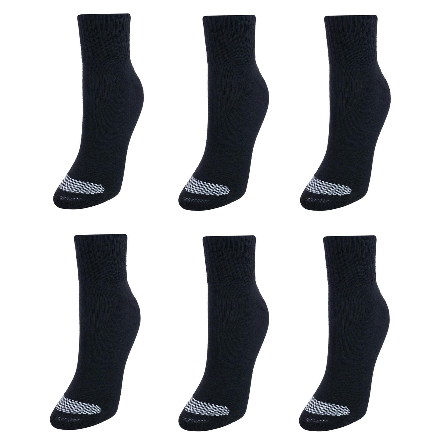 Hanes womens Cool Comfort Toe Support Ankle Socks, 6-pair Pack Casual Sock, Black/White Vent, 8-12-Aug US - Medaid International
