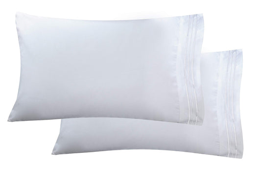 Elegant Comfort Luxury Ultra-Soft 2-Piece Pillowcase Set - 1500 Premium Hotel Quality Microfiber Double Brushed - Wrinkle Resistant, King Size, White - Medaid International