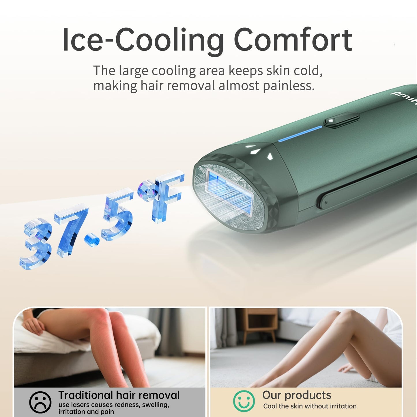 Amifiy Ice Cooling IPL Home Use Hair Removal Device, Laser Hair Removal Machine Painless Epilator for Women Men, 3 Energy Levels & 2 Modes, Face Body Use with Razor & Glasses - Medaid International