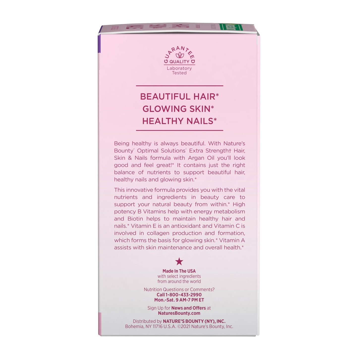 Nature's Bounty Advanced Hair, Skin & Nails, Argan-Infused Vitamin Supplement with Biotin and Hyaluronic Acid, 150 Rapid Release Softgels, 50 Total Servings - Medaid International