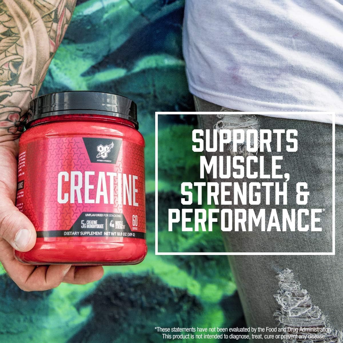 BSN Micronized Creatine Monohydrate Powder, Unflavored, 60 Servings, Supports Muscle Strength, 5g (5000mg) per Servings,Pure & Gluten Free, 5g (5000mg) per Servings - Medaid International