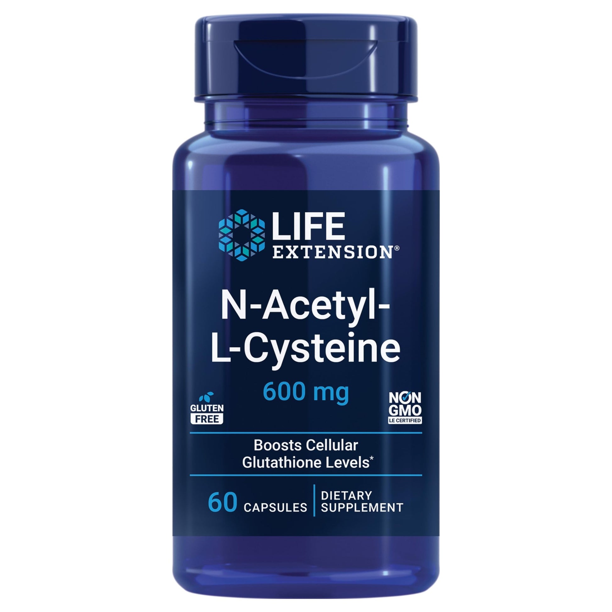 Life Extension N-Acetyl-L-Cysteine (NAC), Immune Response, Respiratory Health, Liver Health, NAC 600 mg, antioxidant Defense, Free radicals, Easy to Absorb, 60 Capsules - Medaid International