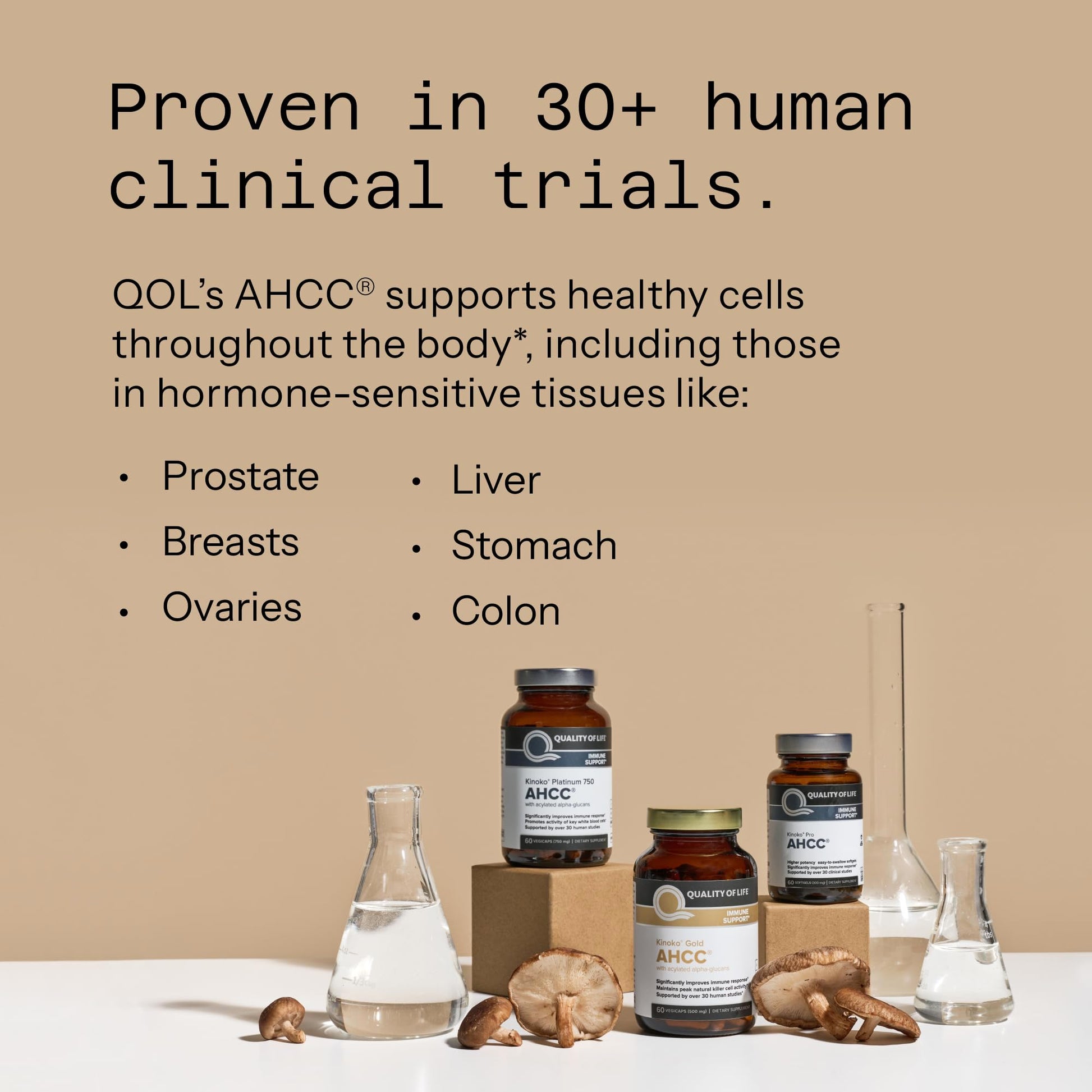 Quality of Life Premium Kinoko Platinum AHCC Herbal Supplement, 750mg per Capsule, for Immune Support, Liver Function, Maintains Natural Killer Cell Activity, Pack of 1, 60 Veggie Capsules - Medaid International