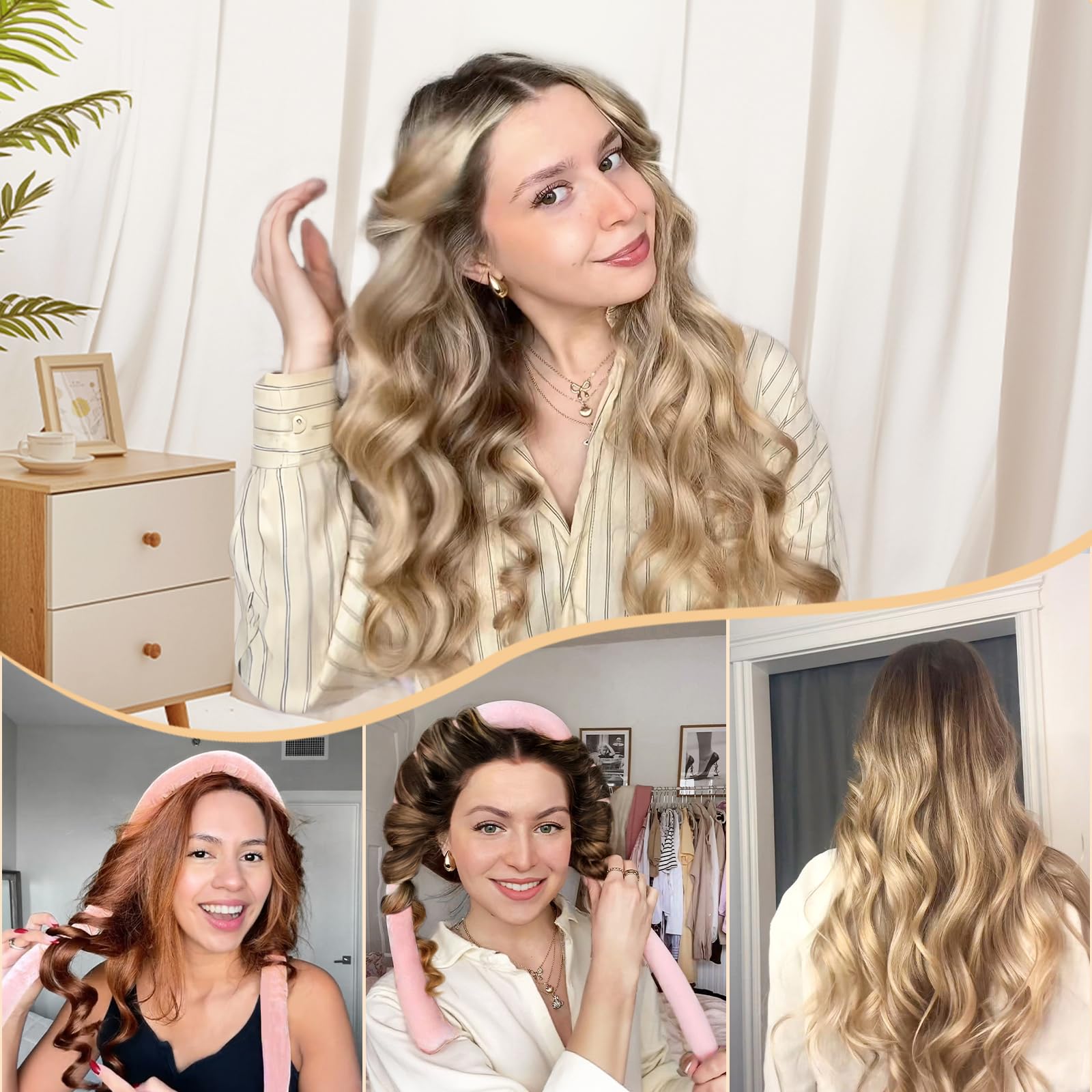 Yanibest Heatless Hair Curler to Sleep in, Overnight curl headband, No Heat Hair Curler Set with Hair Clip Scrunchies for Styling - Medaid International