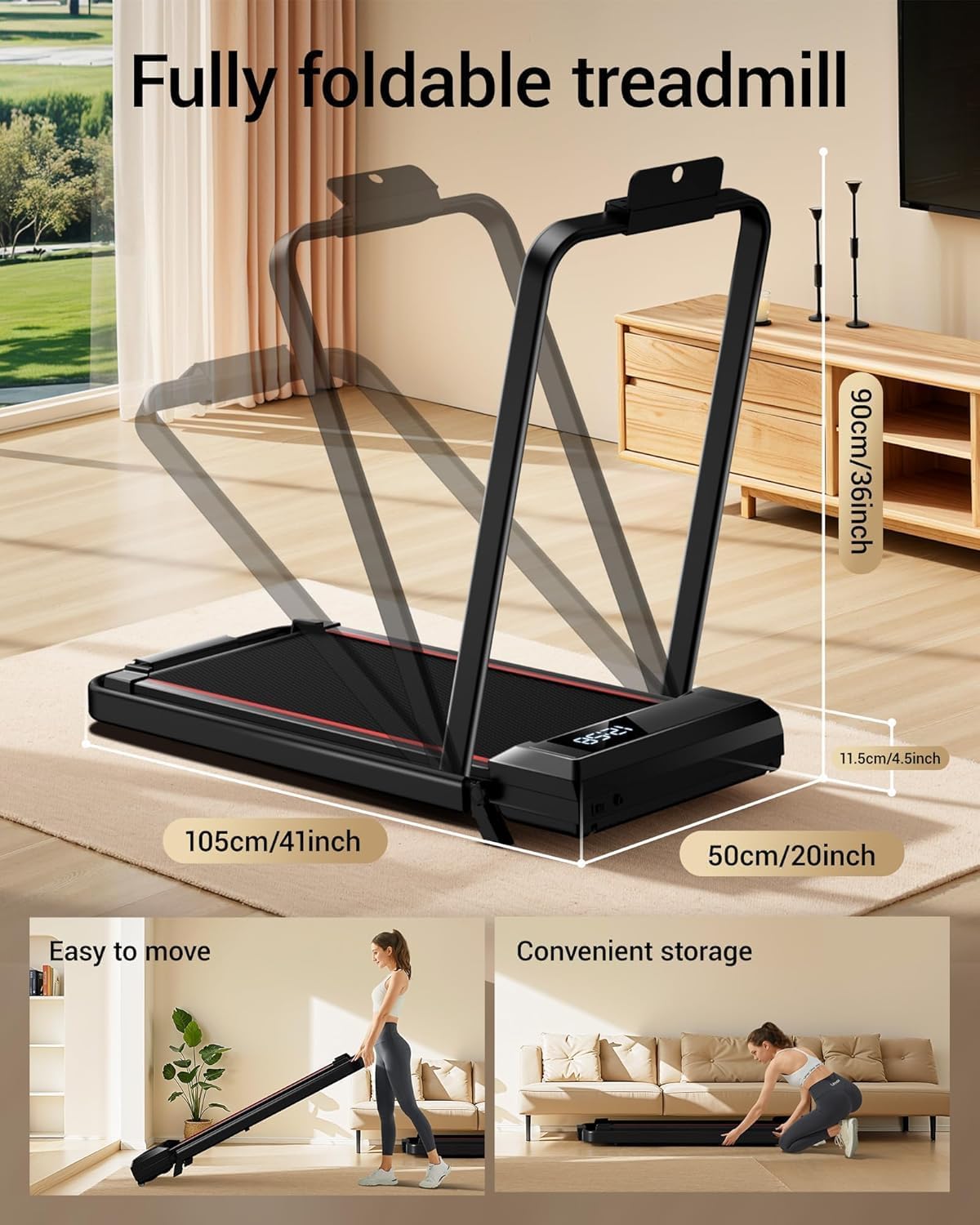 BEAPHIE Foldable Treadmills for Home Machine, with APP Control, 1-10KM/H 3.5 HP Smart Running Treadmill with Cushioning System, 265 lb Capacity, for Home Fitness Jogging Walking? - Medaid International
