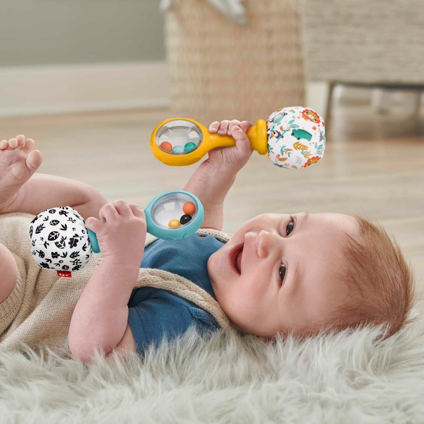 Fisher-Price Rattle ‘n Rock Maracas Baby Rattle Sensory Toys for Newborn Babies Ages 3 Months and Older, HMF34 - Medaid International