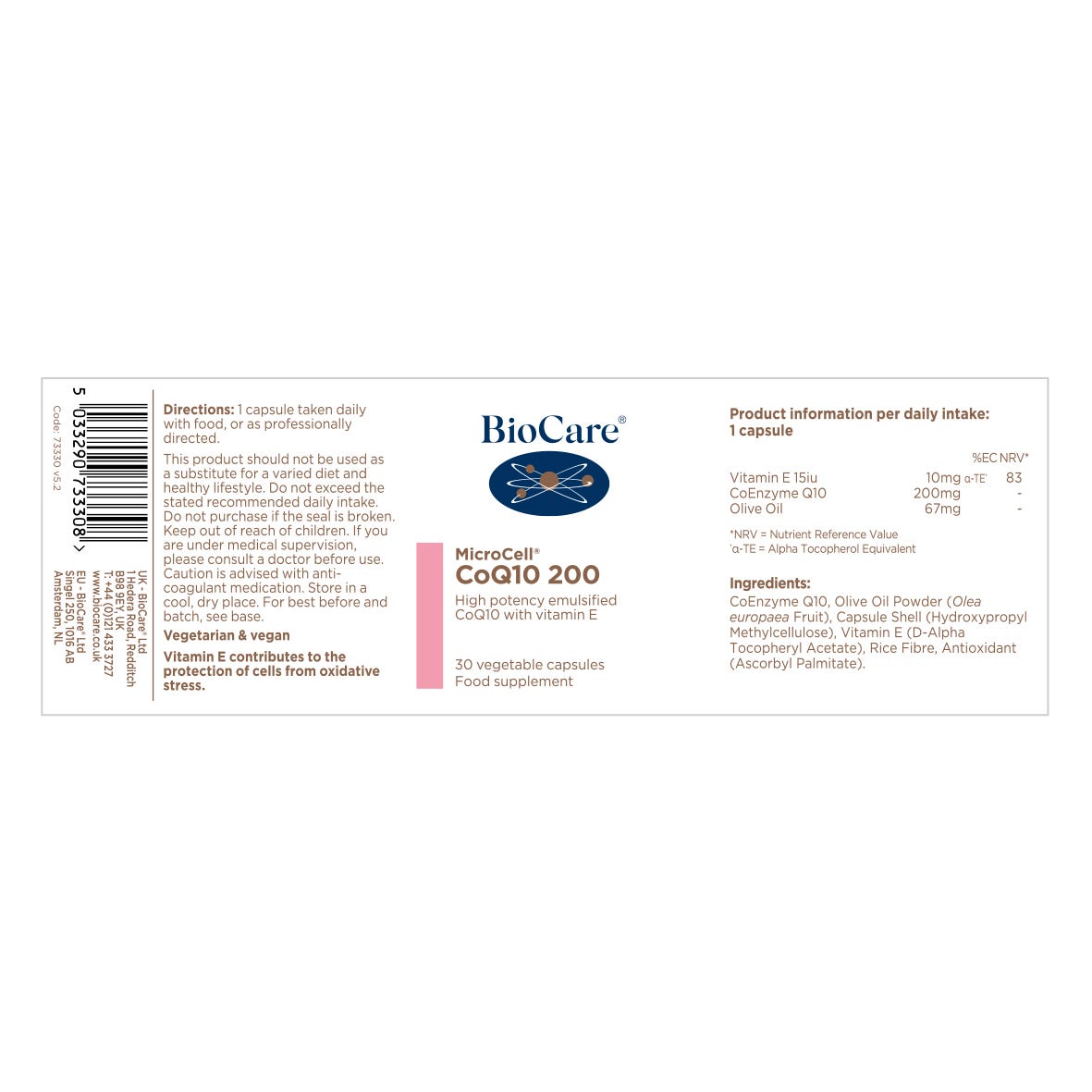 BioCare - Microcell CoQ10 200mg 30 Capsules - Medaid International
