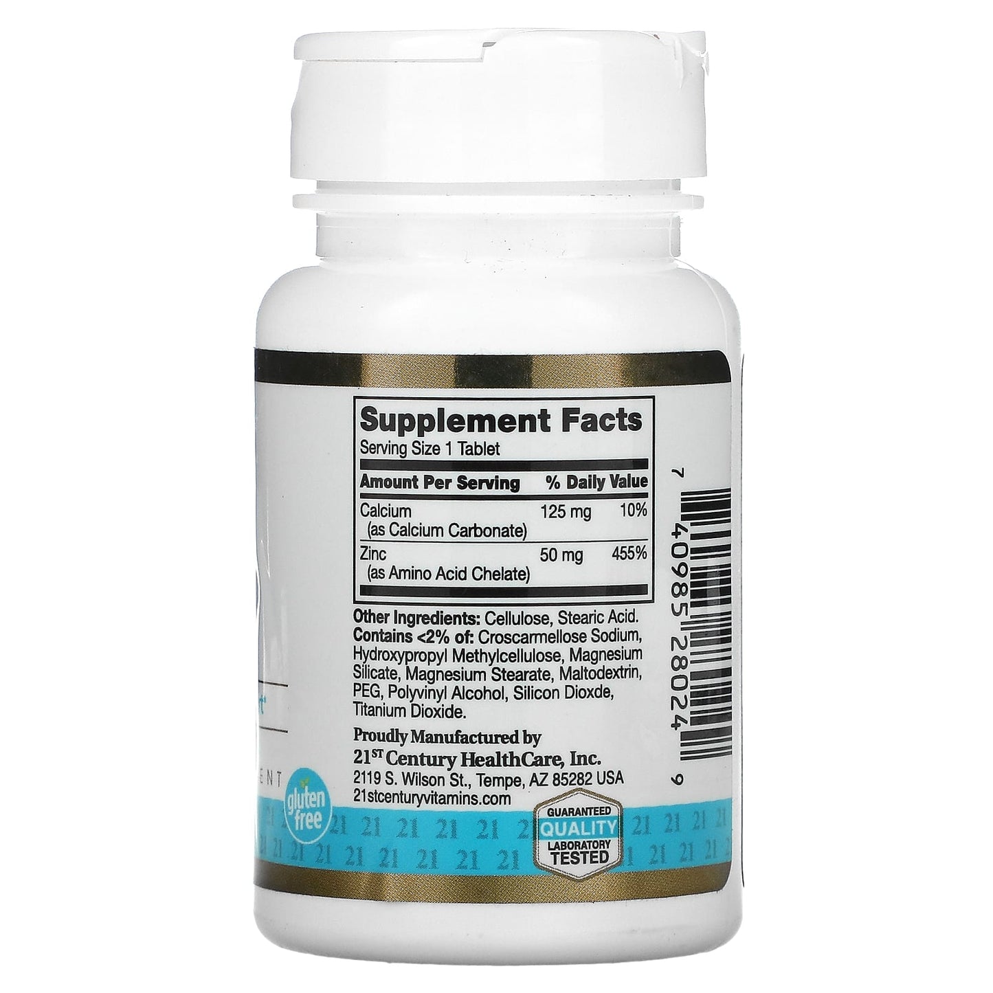 21st Century, Chelated Zinc, 50 mg, 60 Tablets - Medaid