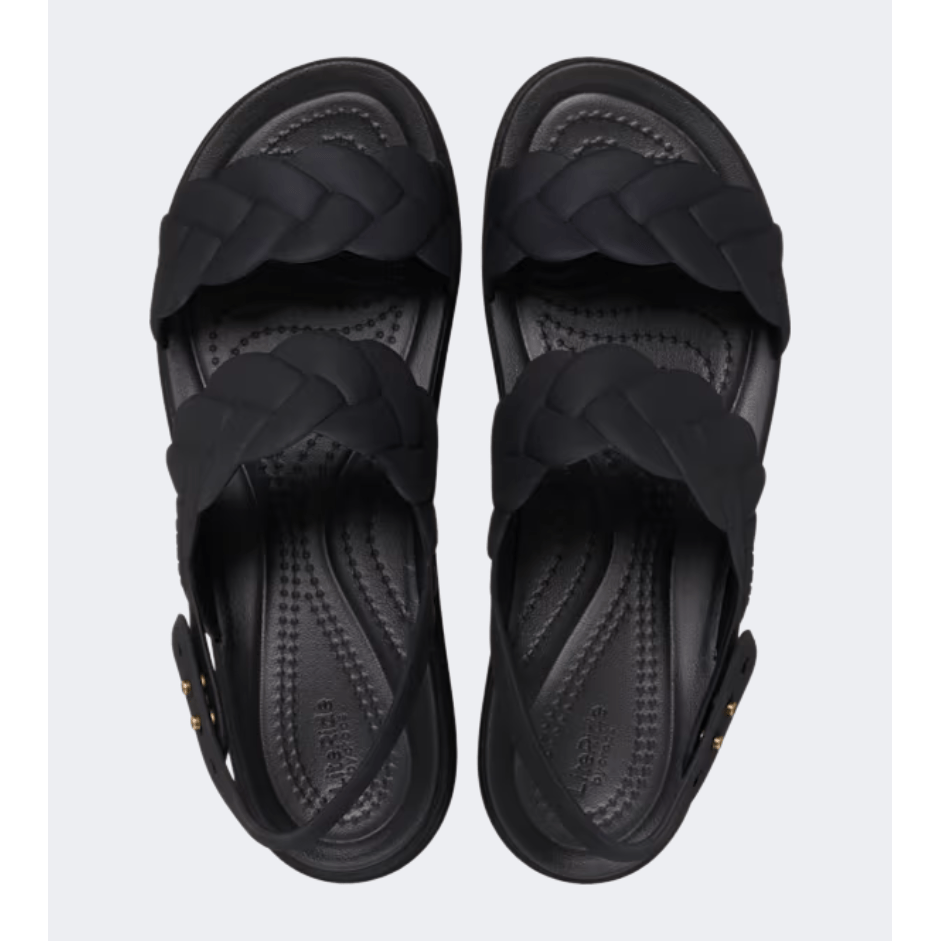 Crocs Brooklyn Woven Upper Low Wedge Women Lifestyle Sandal Black - Medaid International