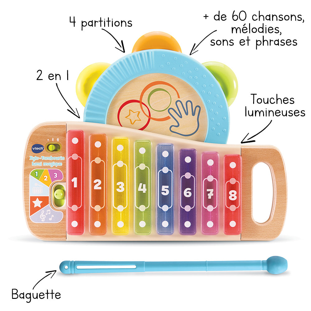 Xylo-tambourin Lumi Magique Wood - Medaid International