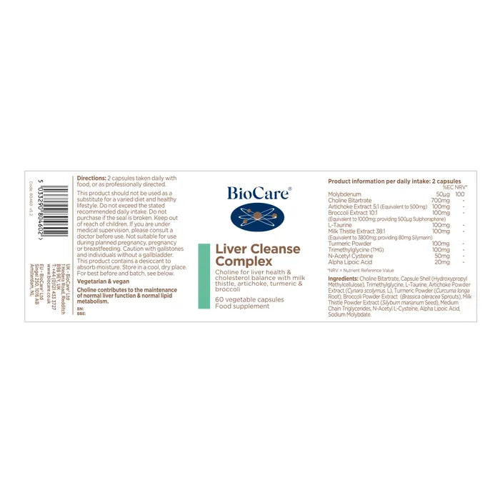 BioCare - Liver Cleanse Complex 60 Vegetable Capsules - Medaid International