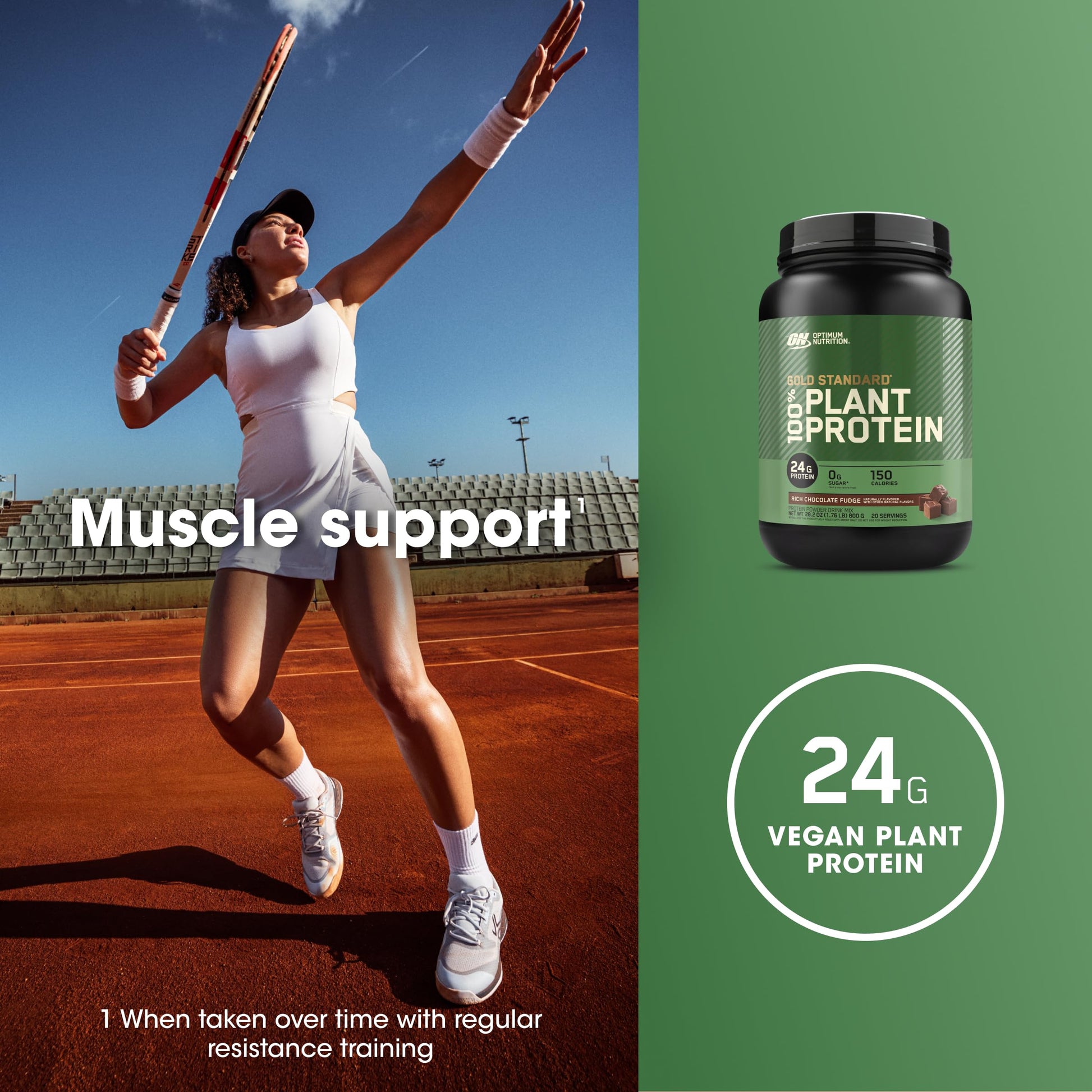 Optimum Nutrition Gold Standard 100% Plant Based Protein Powder, Gluten Free, Vegan Protein for Muscle Support and Recovery with Amino Acids - Rich Chocolate Fudge, 20 Servings (Packaging May Vary) - Medaid International