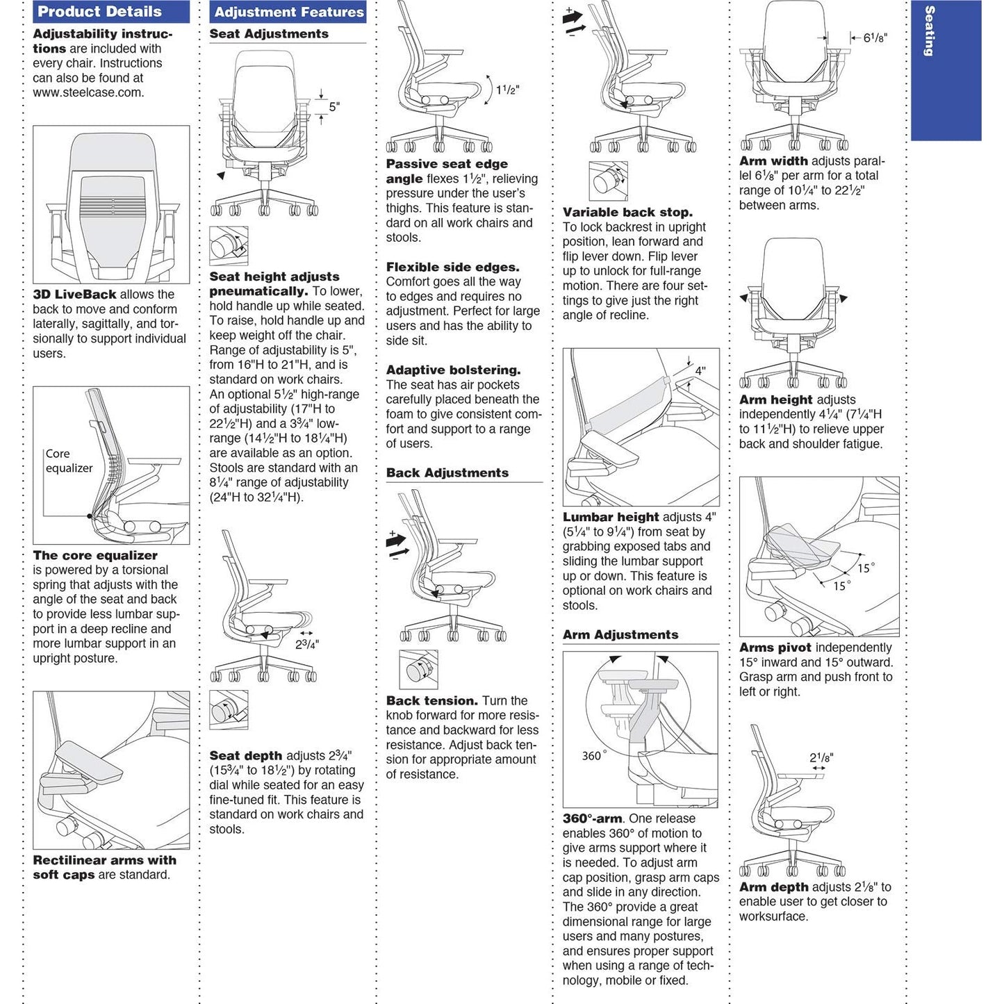 Steelcase Gesture Office Desk Task Chair with Headrest Cogent Connect Blue Jay Fabric Platinum Light Frame (Light/Light) - Medaid International