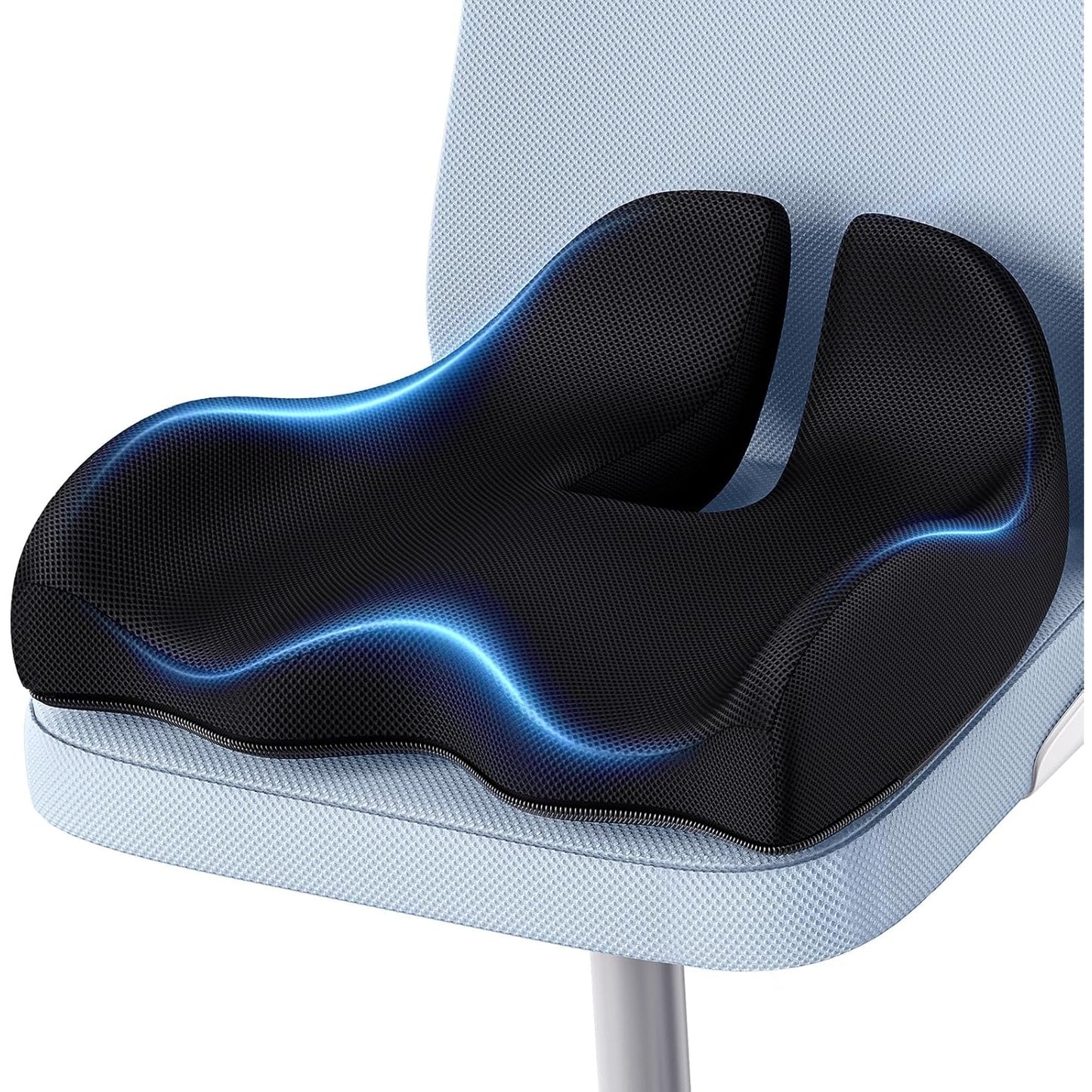 A-Pce Large Memory Foam Seat Cushion for Sciatica Relief and Coccyx Orthopedic Pain, Ergonomic Chair Cushion for Office Chair,Gaming Chair,Wheelchair and Car Seat (Black) - Medaid
