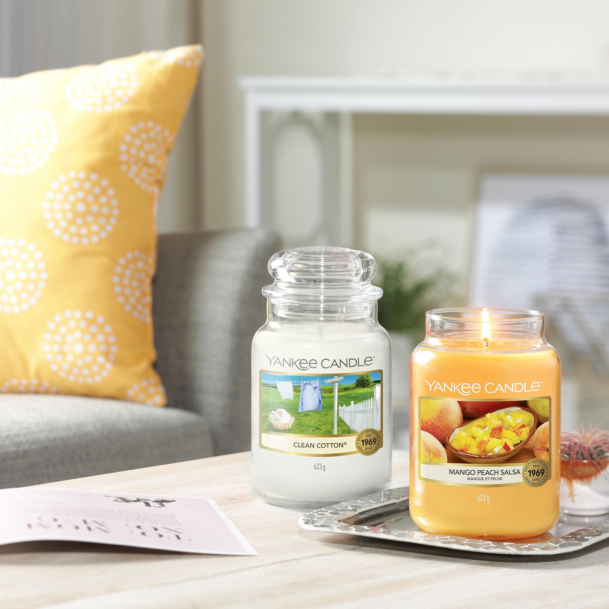 Yankee Candle Large Jar Scented Candle, Clean Cotton, Up to 150 Hours Burn Time - Medaid International