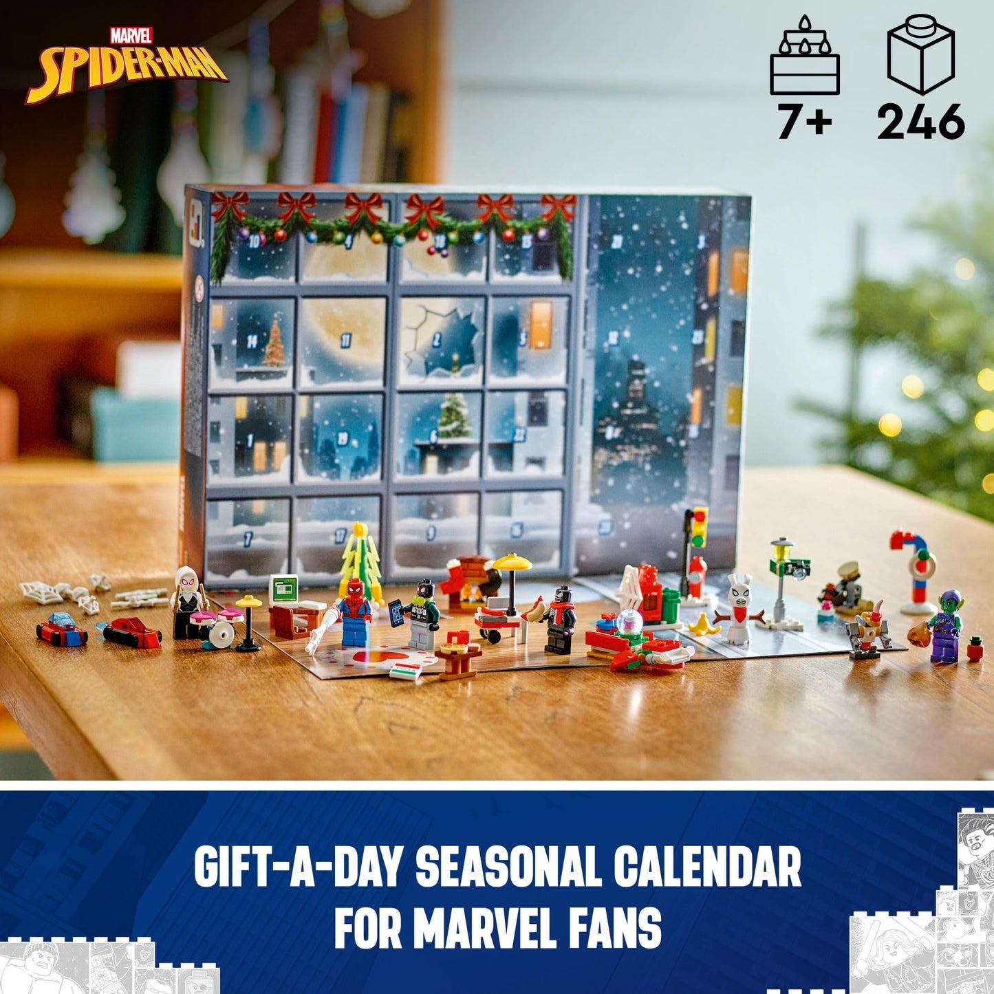 LEGO Marvel Spider-Man Advent Calendar 2024 for Kids - Christmas Advent Calendar with Mini Builds & 5 Minifigures, Ages 7+ - Spider-Man Toy for Boys & Girls - Gift Idea for Holidays - 76293 - Medaid International